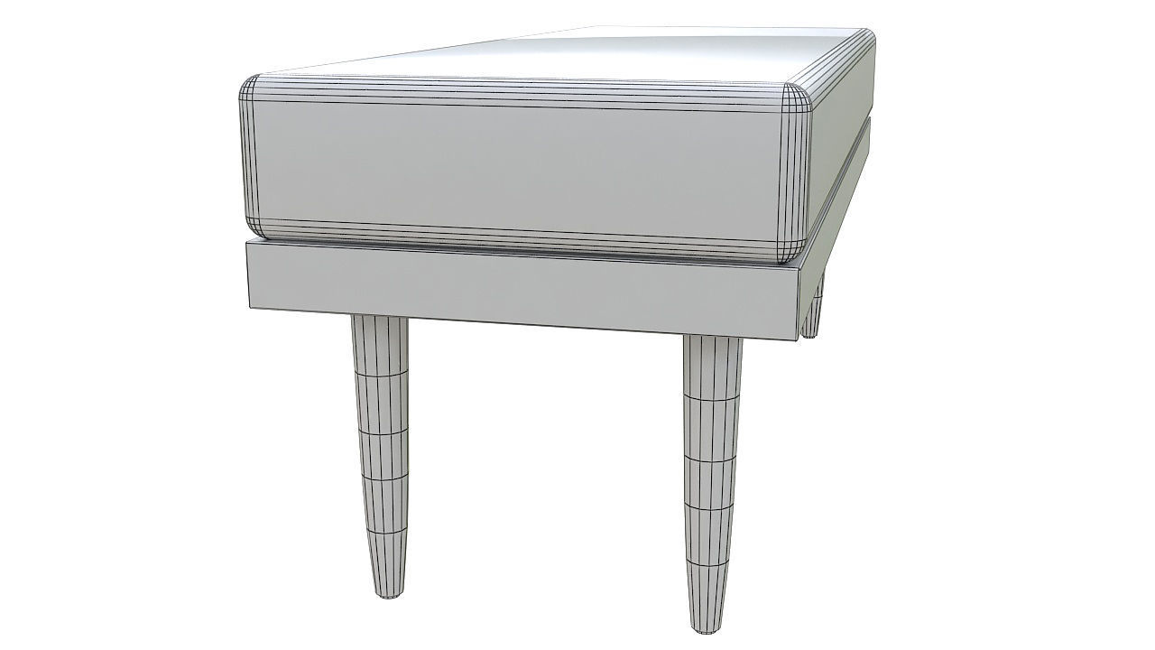 Wooden padded double pouffe 3D model_5