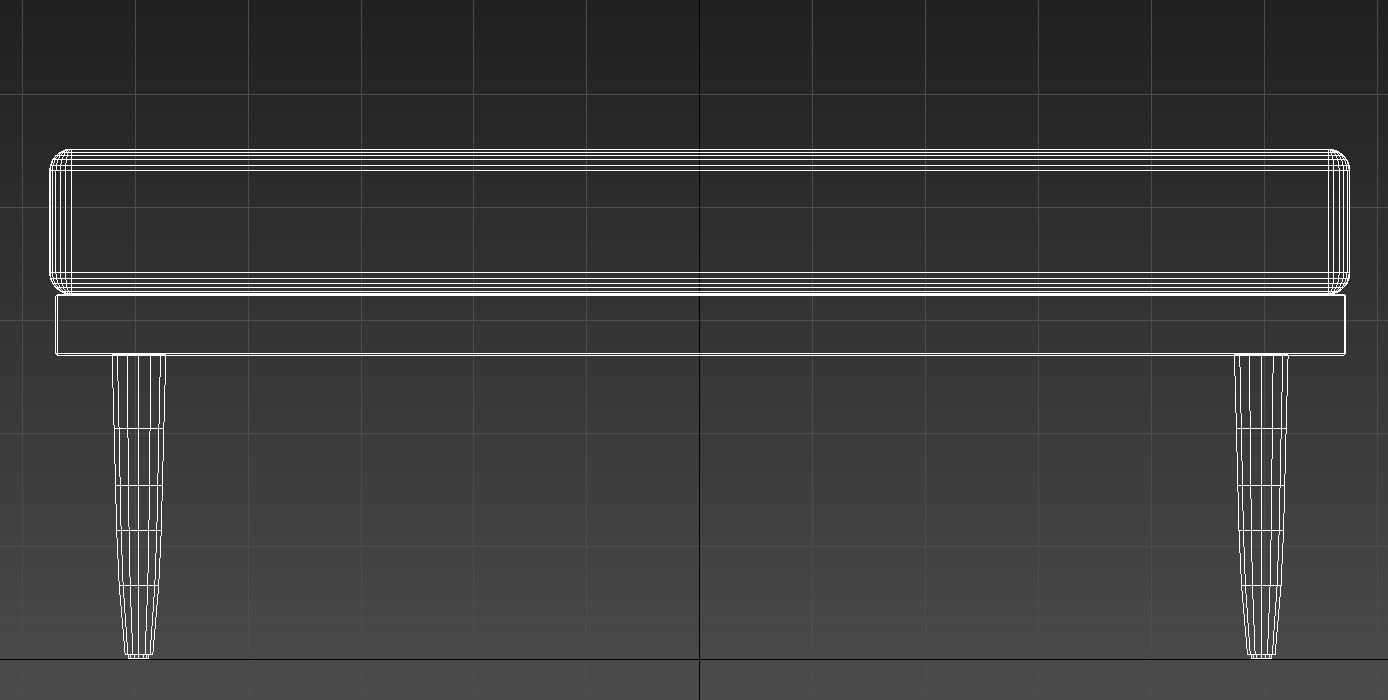 Wooden padded double pouffe 3D model_12