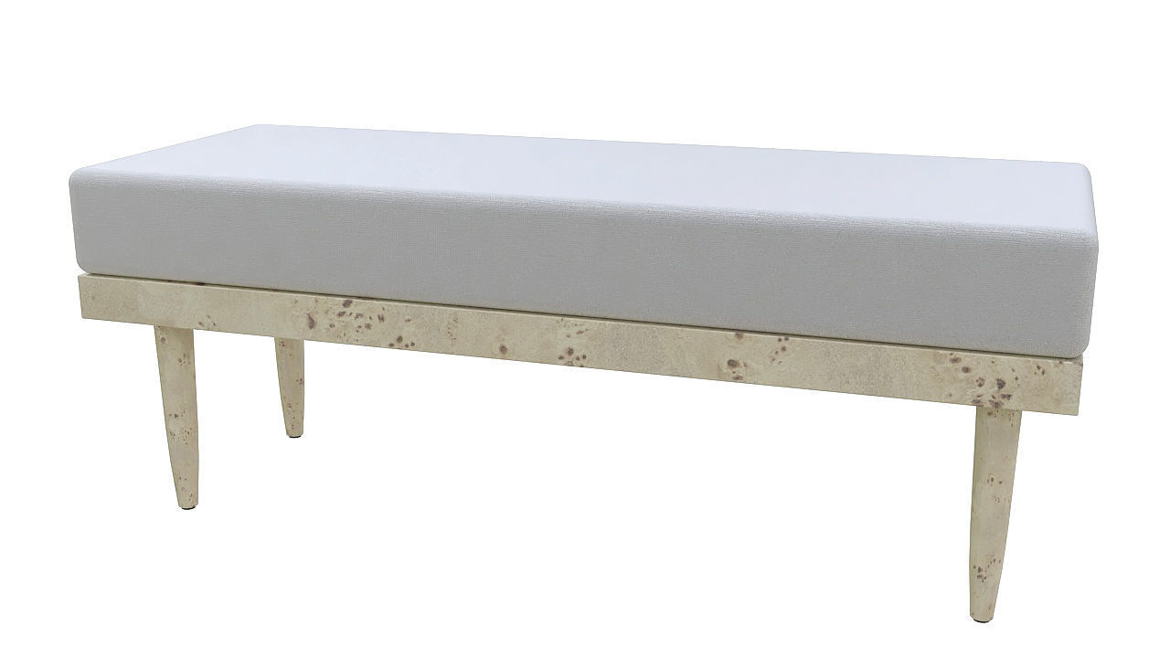 Wooden padded double pouffe 3D model_2