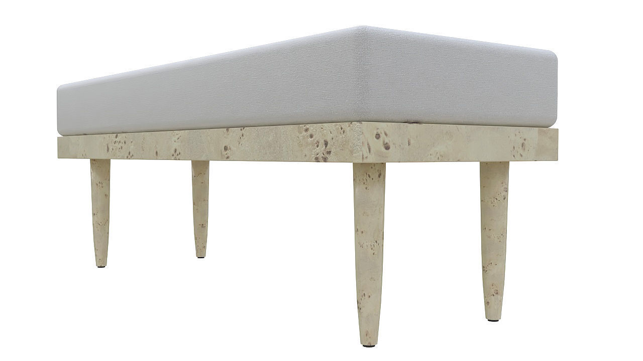 Wooden padded double pouffe 3D model_3