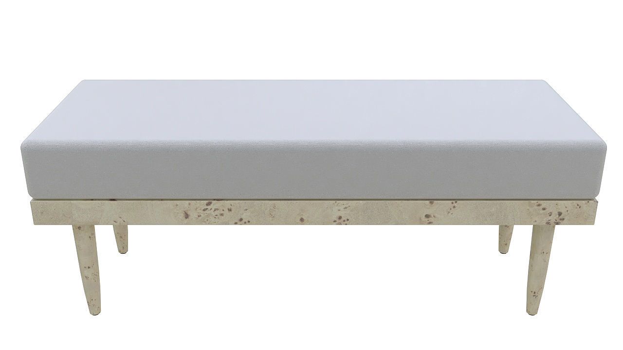 Wooden padded double pouffe 3D model_1