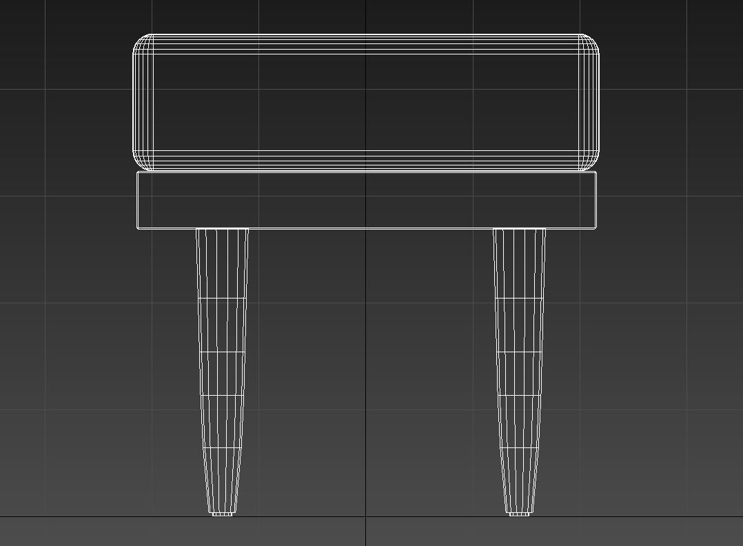 Wooden padded double pouffe 3D model_11