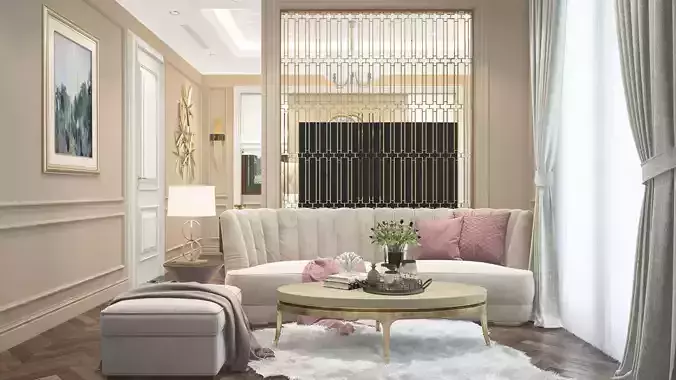 Bedroom Scene 3D Living room