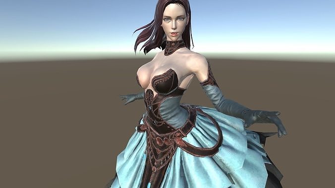 Ghost woman in dress Low-poly 3D model
