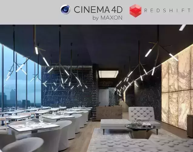 Redshift - C4D Scene files - Luxury Restaurant Scene 3D model