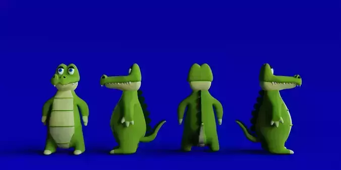 Cartoon crocodile in 3D Modeling Low-poly 3D model