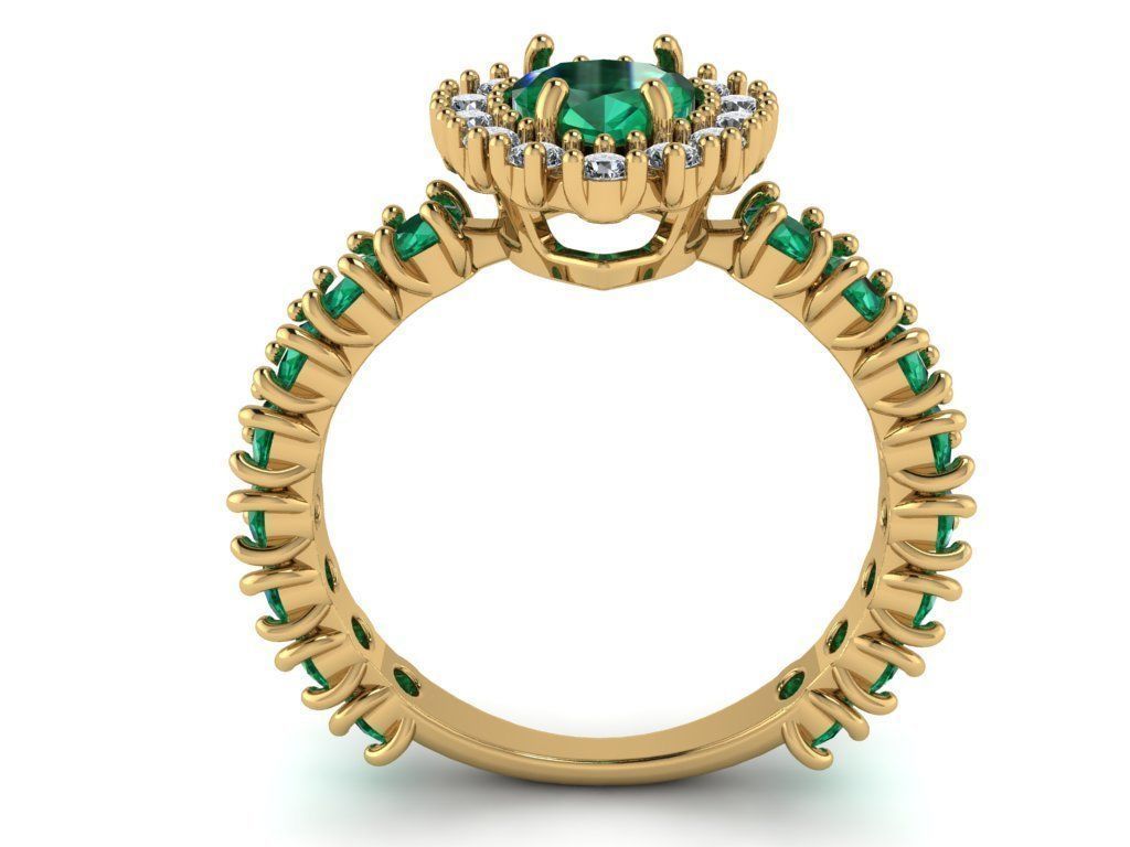 Center Pear Gem with Diamonds Ring 3D print model_5