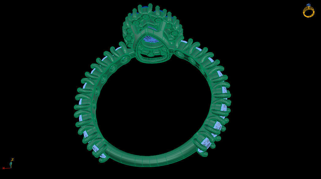 Center Pear Gem with Diamonds Ring 3D print model_8