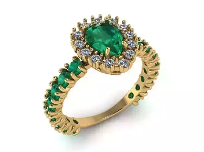 Center Pear Gem with Diamonds Ring