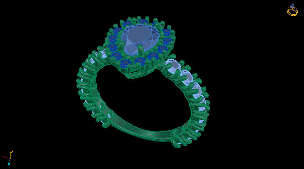 Center Pear Gem with Diamonds Ring 3D print model_7