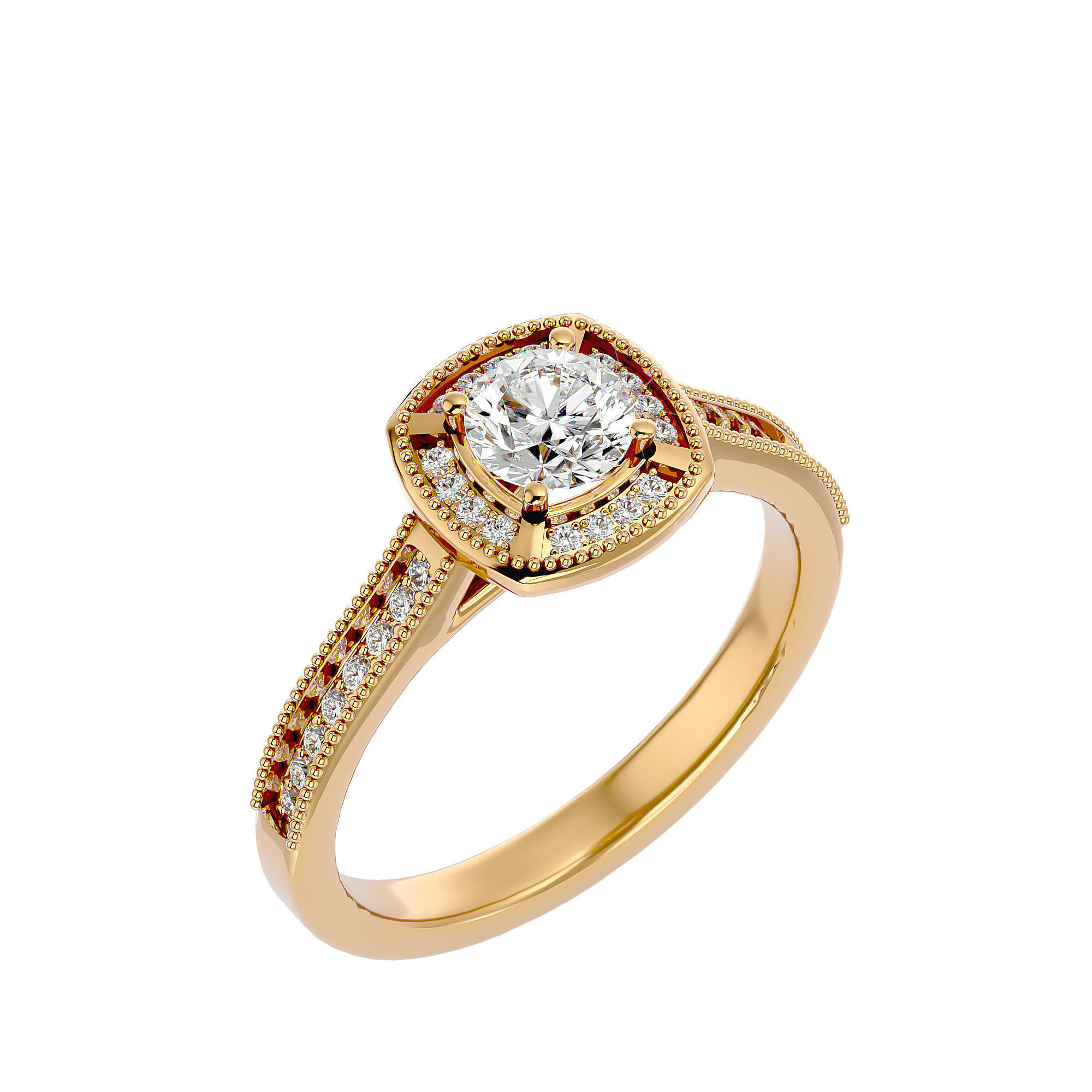Solitaire ring model 3D print model_12