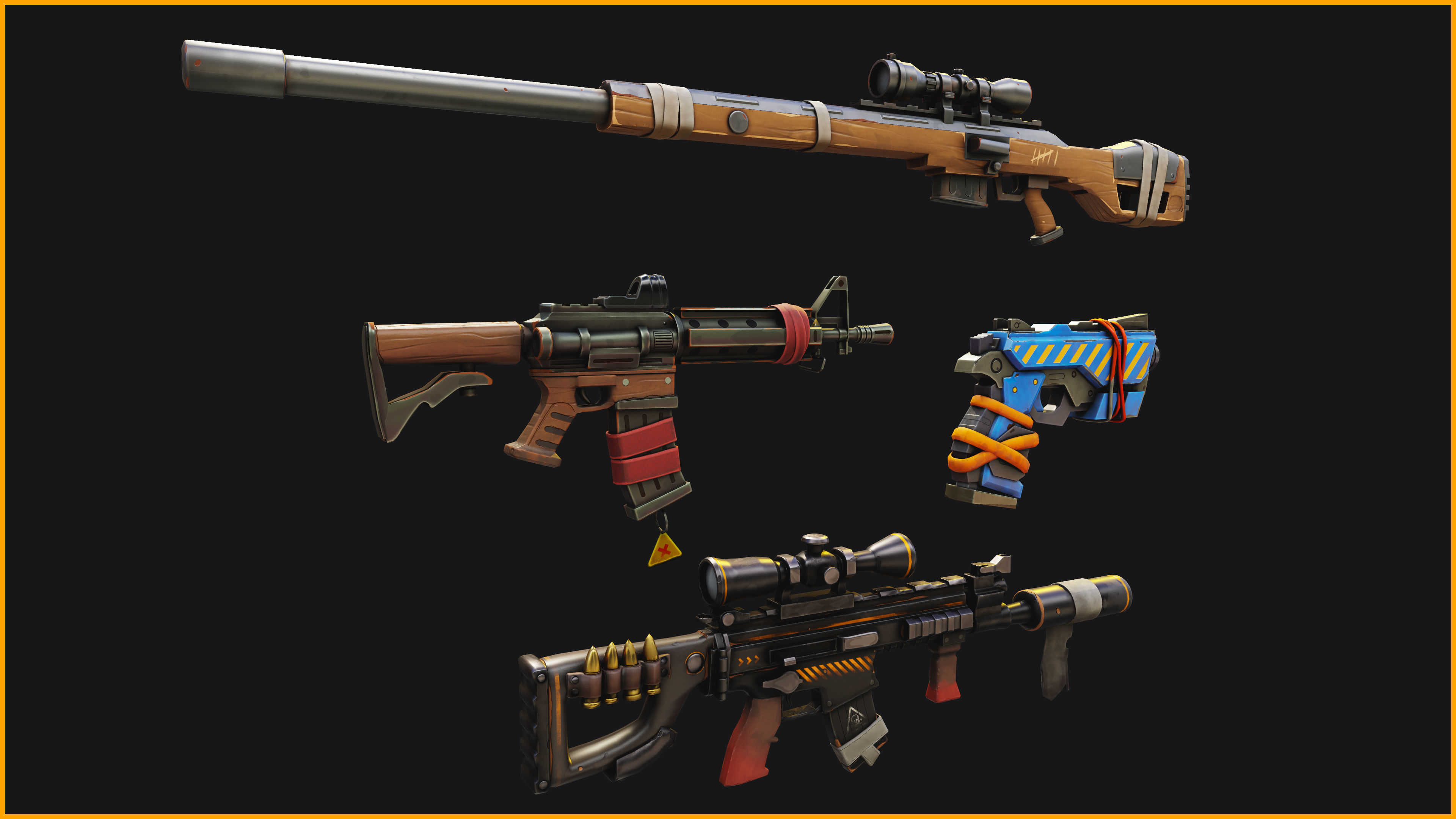 Stylized PBR Weapons Collection  Low-poly 3D model_16