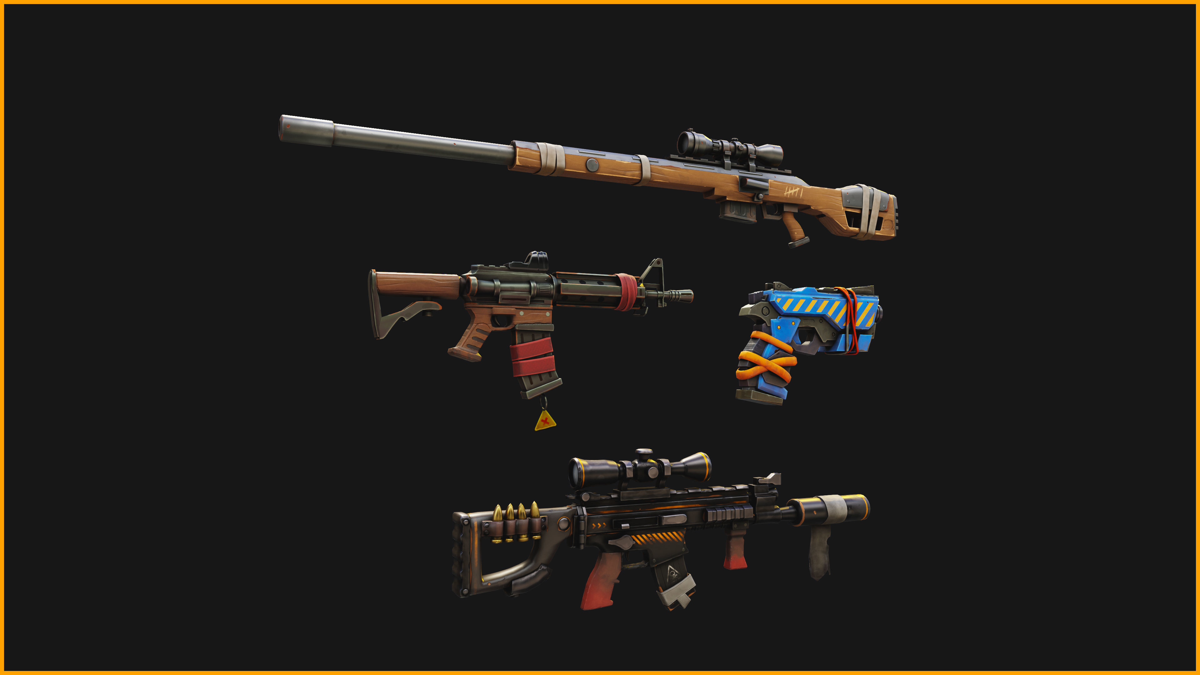 Stylized PBR Weapons Collection  Low-poly 3D model_10