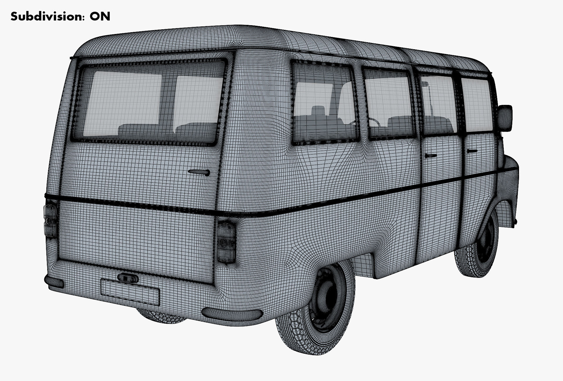 Generic Retro Passenger Van v 1 3D model_17