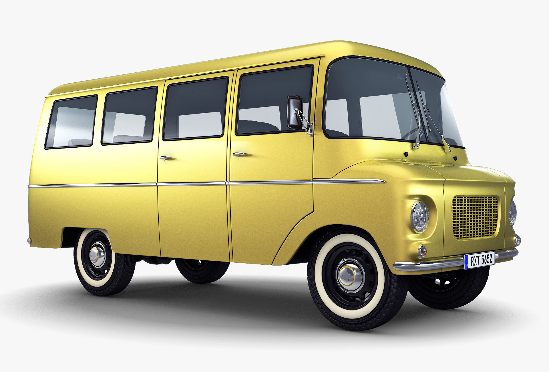Generic Retro Passenger Van v 1 3D model_5