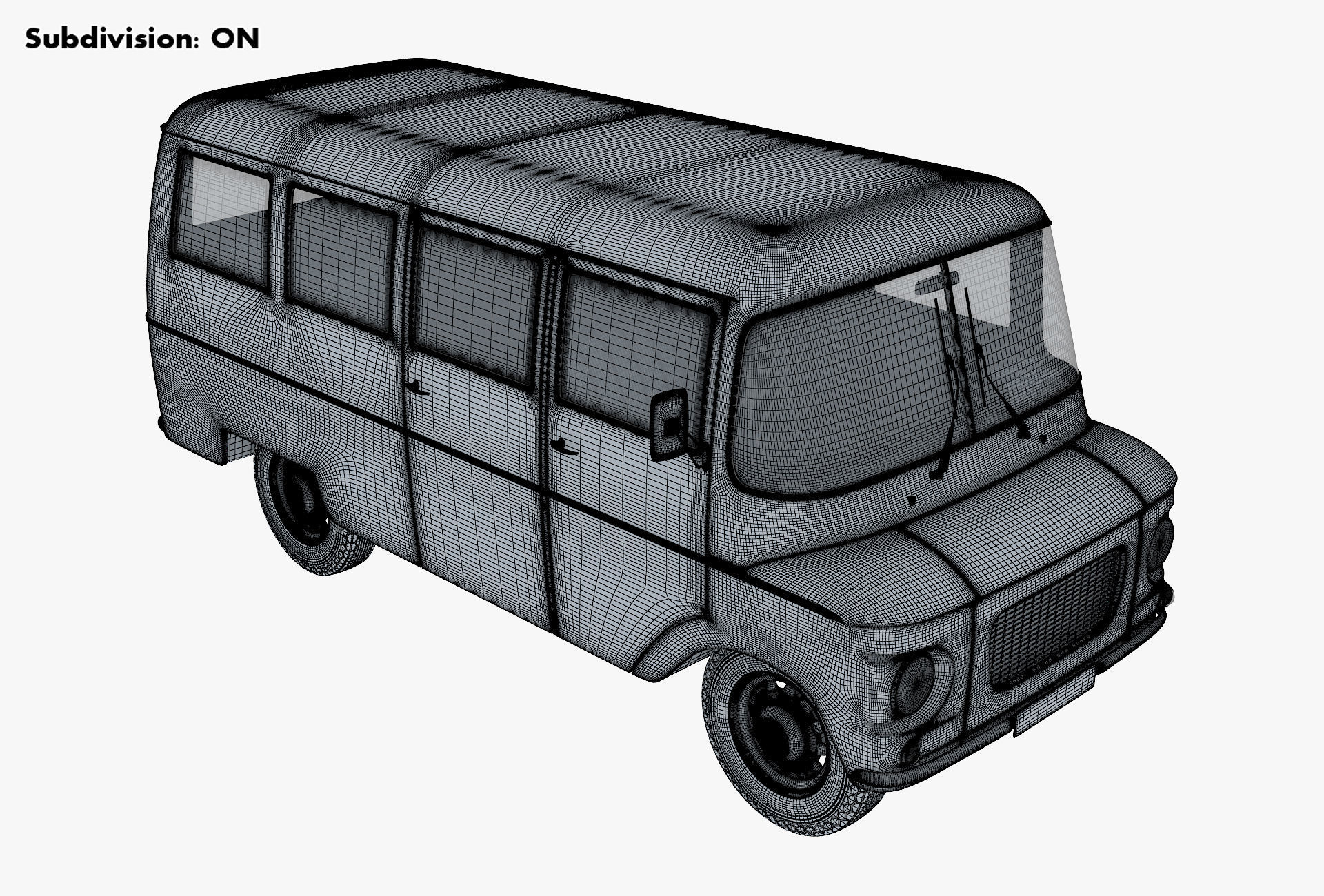 Generic Retro Passenger Van v 1 3D model_21