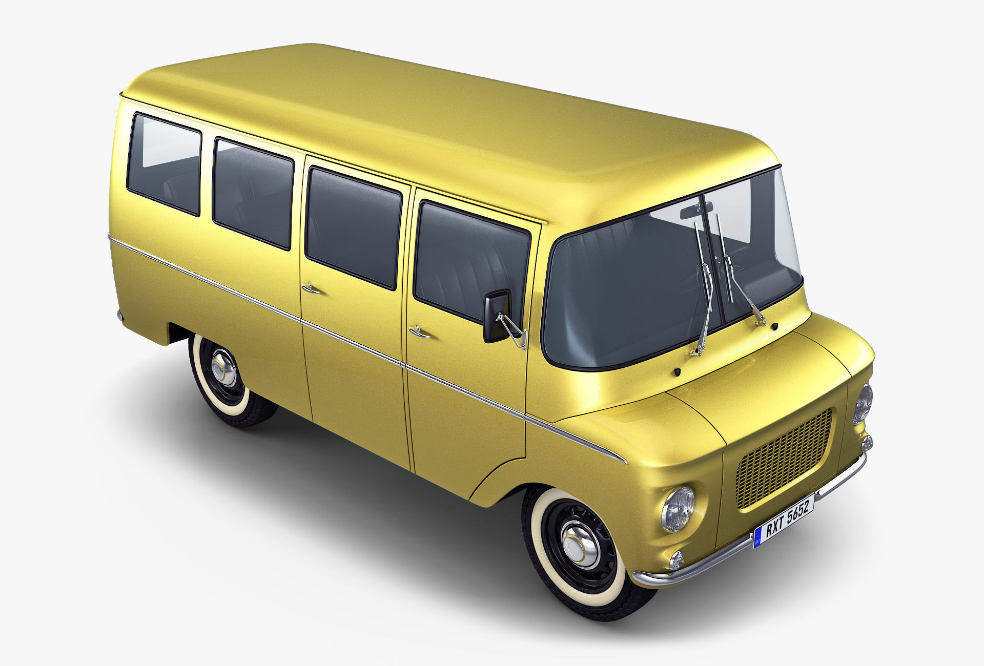 Generic Retro Passenger Van v 1 3D model_4