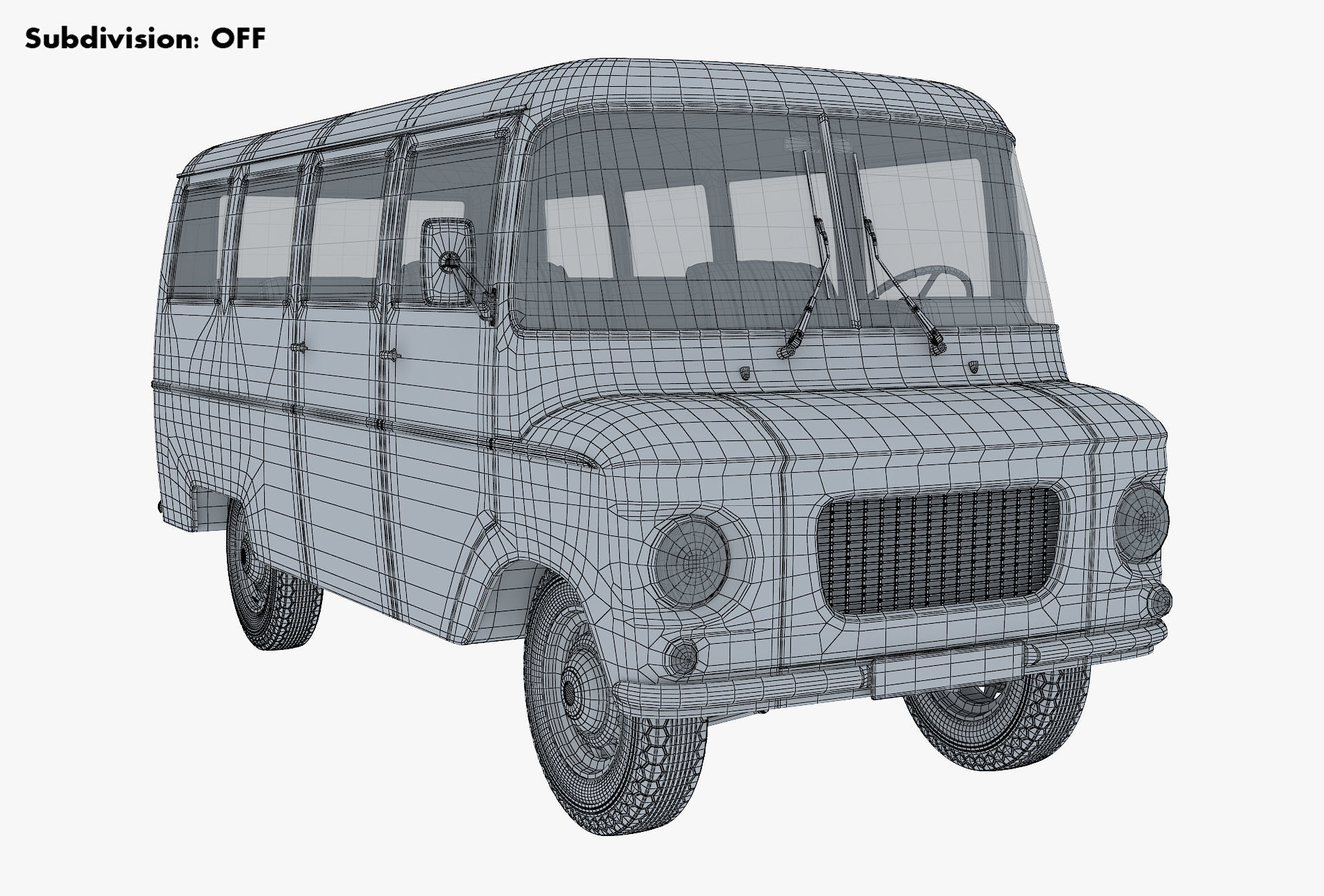 Generic Retro Passenger Van v 1 3D model_16