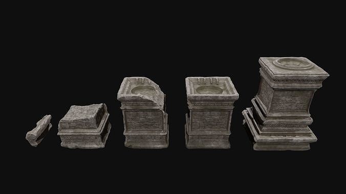 Dungeon Altars Set Low-poly 3D model