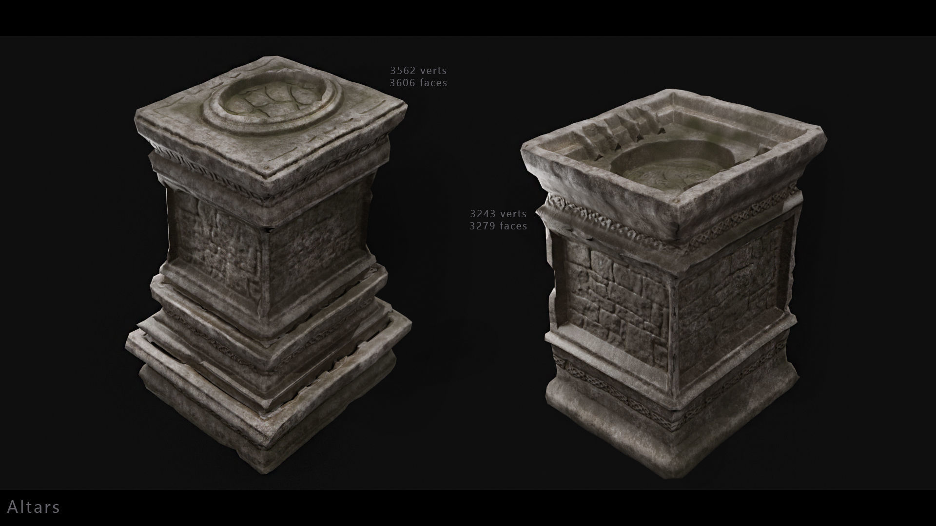 Dungeon Altars Set Low-poly 3D model_2