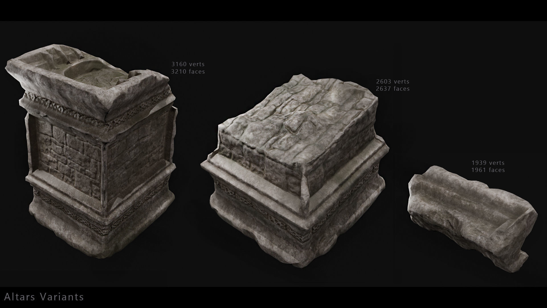 Dungeon Altars Set Low-poly 3D model_3