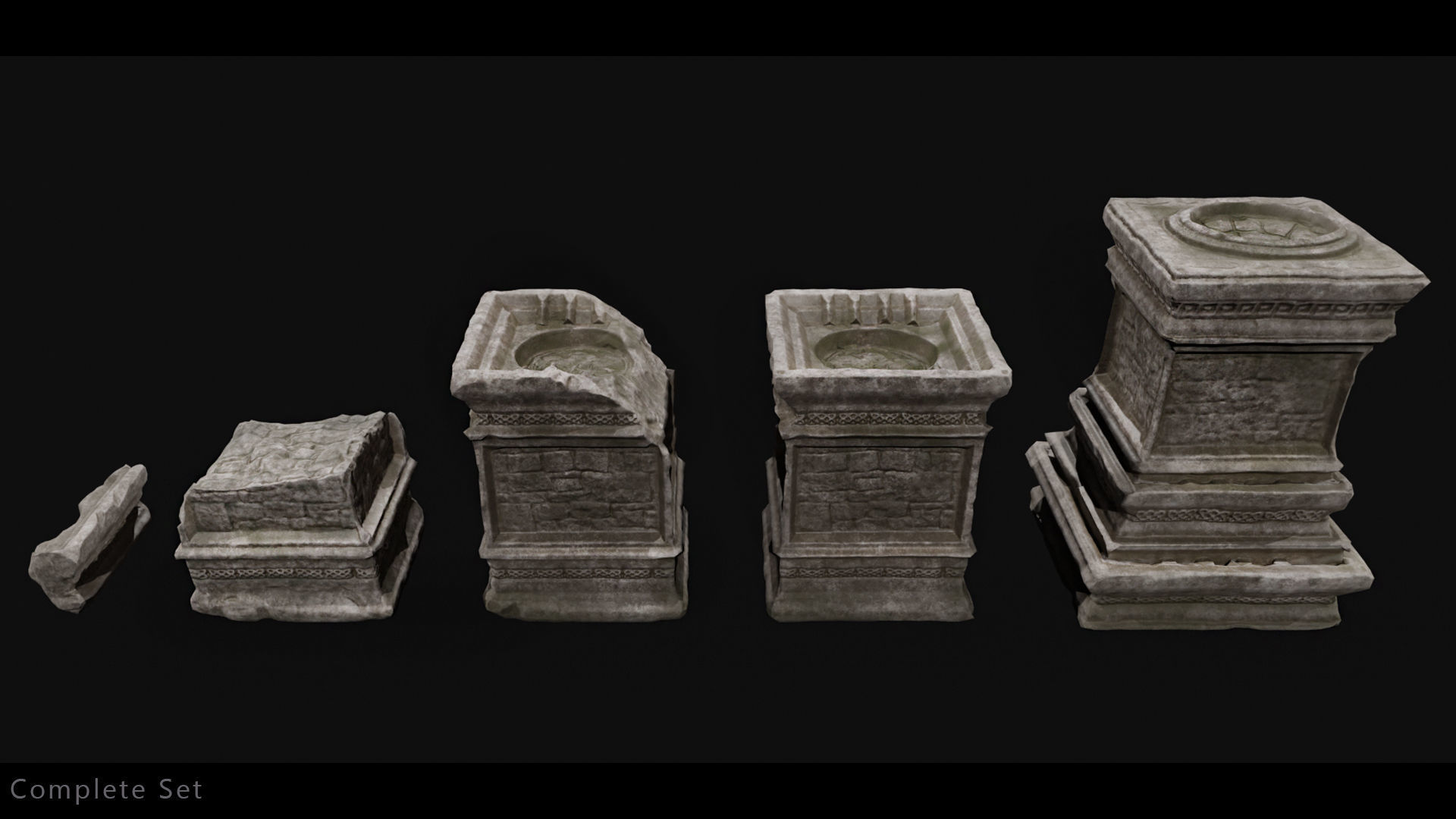 Dungeon Altars Set Low-poly 3D model_1