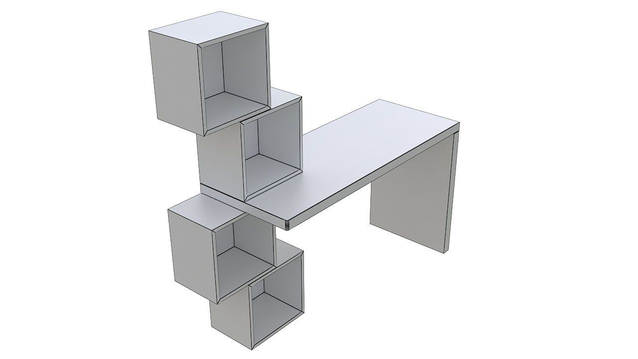 Desk with storage space 3D model_4