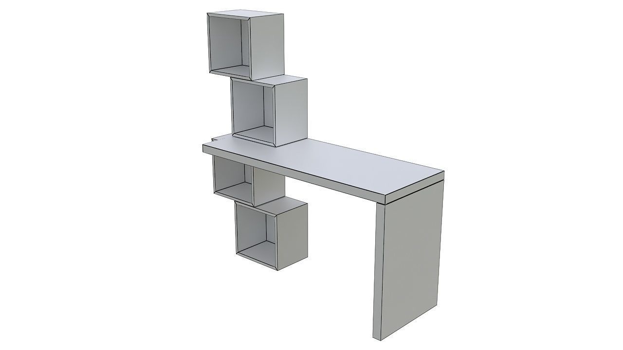 Desk with storage space 3D model_7