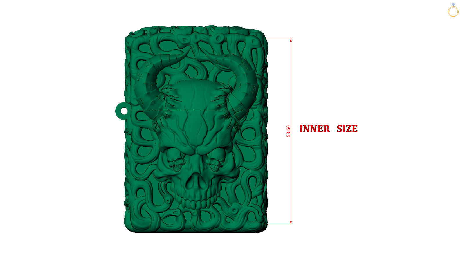 Windproof Skull Horns Zippo Silver Lighter Case 3D print model_9