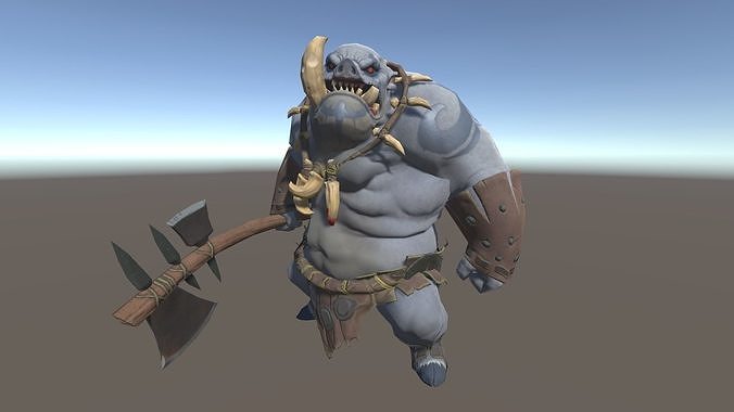 Ogre 1 humanoid with axe Low-poly 3D model