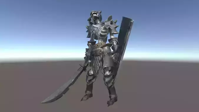 Skeleton 1 knight in armor Low-poly 3D model