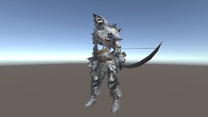 Skeleton 3 armored knight with bow and arrow Low-poly 3D model