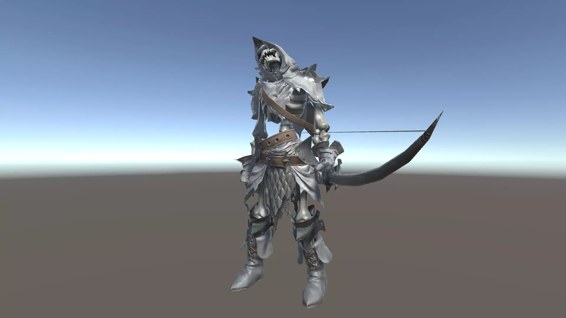 Skeleton 3 armored knight with bow and arrow Low-poly 3D model