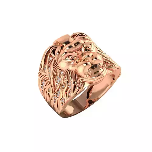 GR-1064 gold ring with diamonds 3D print model