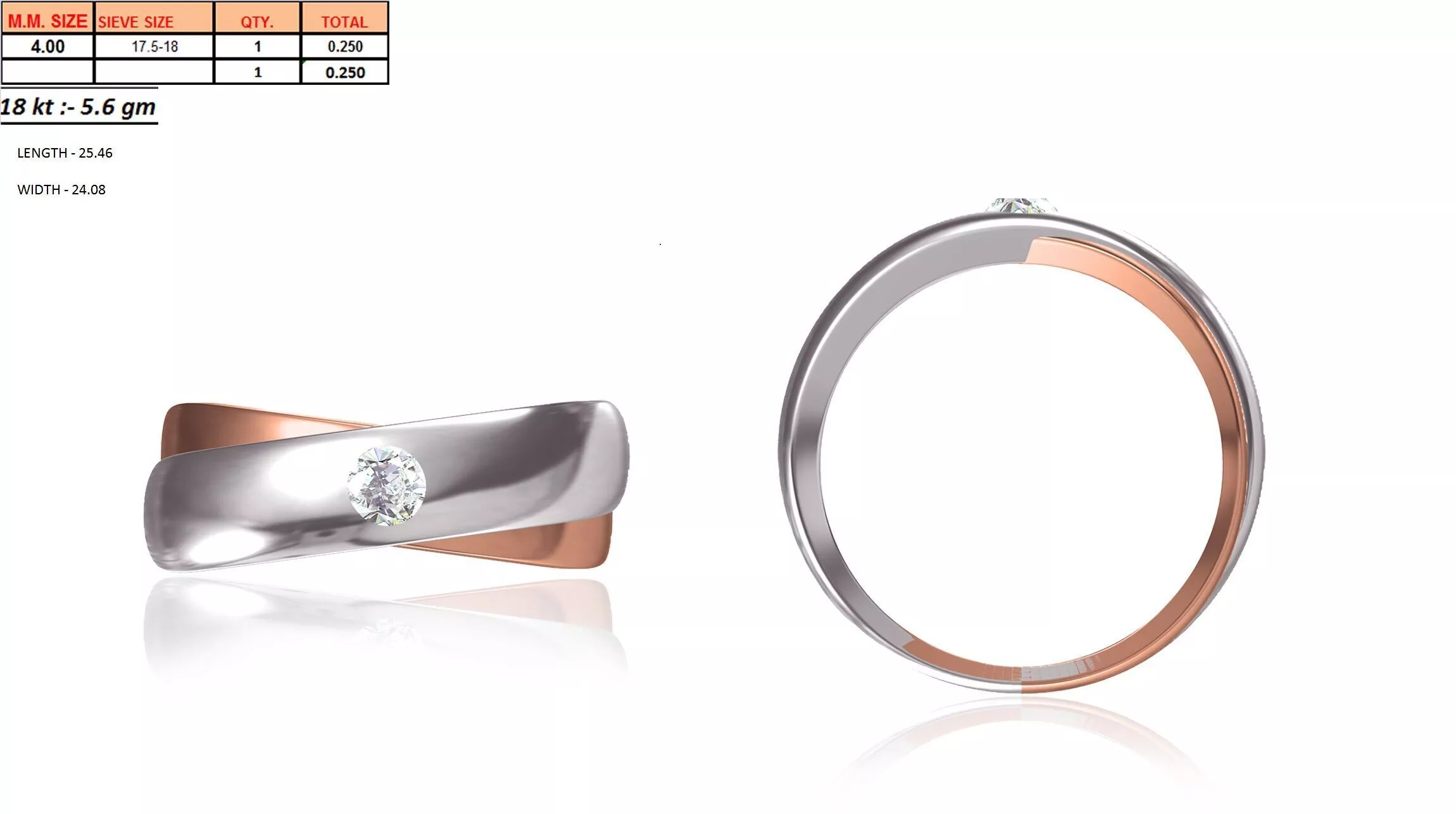 GR-1060 diamond ring in rose gold 3D print model
