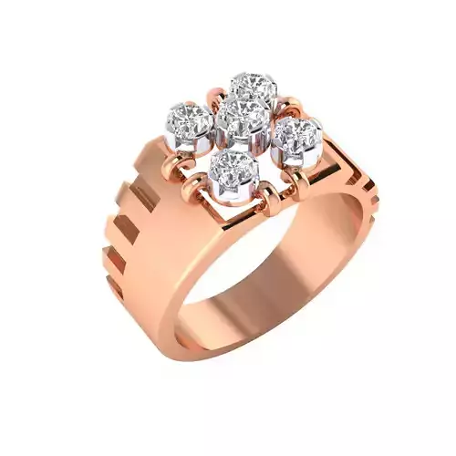 GR-1041 diamond ring in rose gold 3D print model