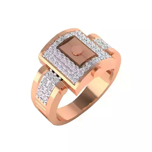 GR-1024 elegant diamond ring in rose gold 3D print model