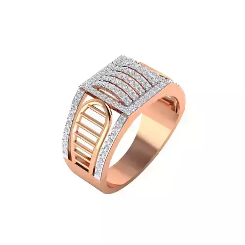 GR-1022 gold diamond ring with baguette cut diamonds 3D print model