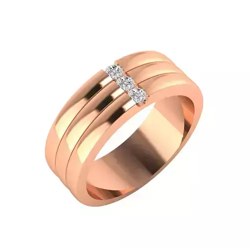 GR-1019 three rose gold wedding bands 3D print model