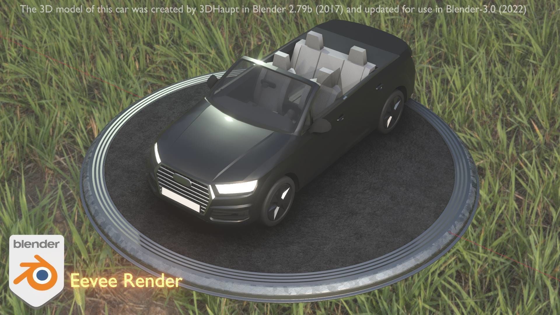 City Car 6 SUV Cabrio Open Type-B Black  Low-poly 3D model_11