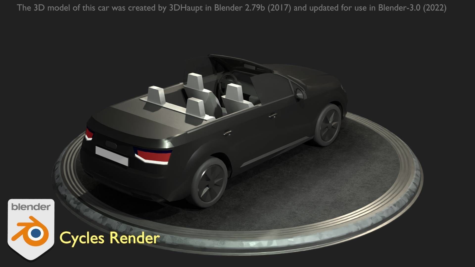 City Car 6 SUV Cabrio Open Type-B Black  Low-poly 3D model_52
