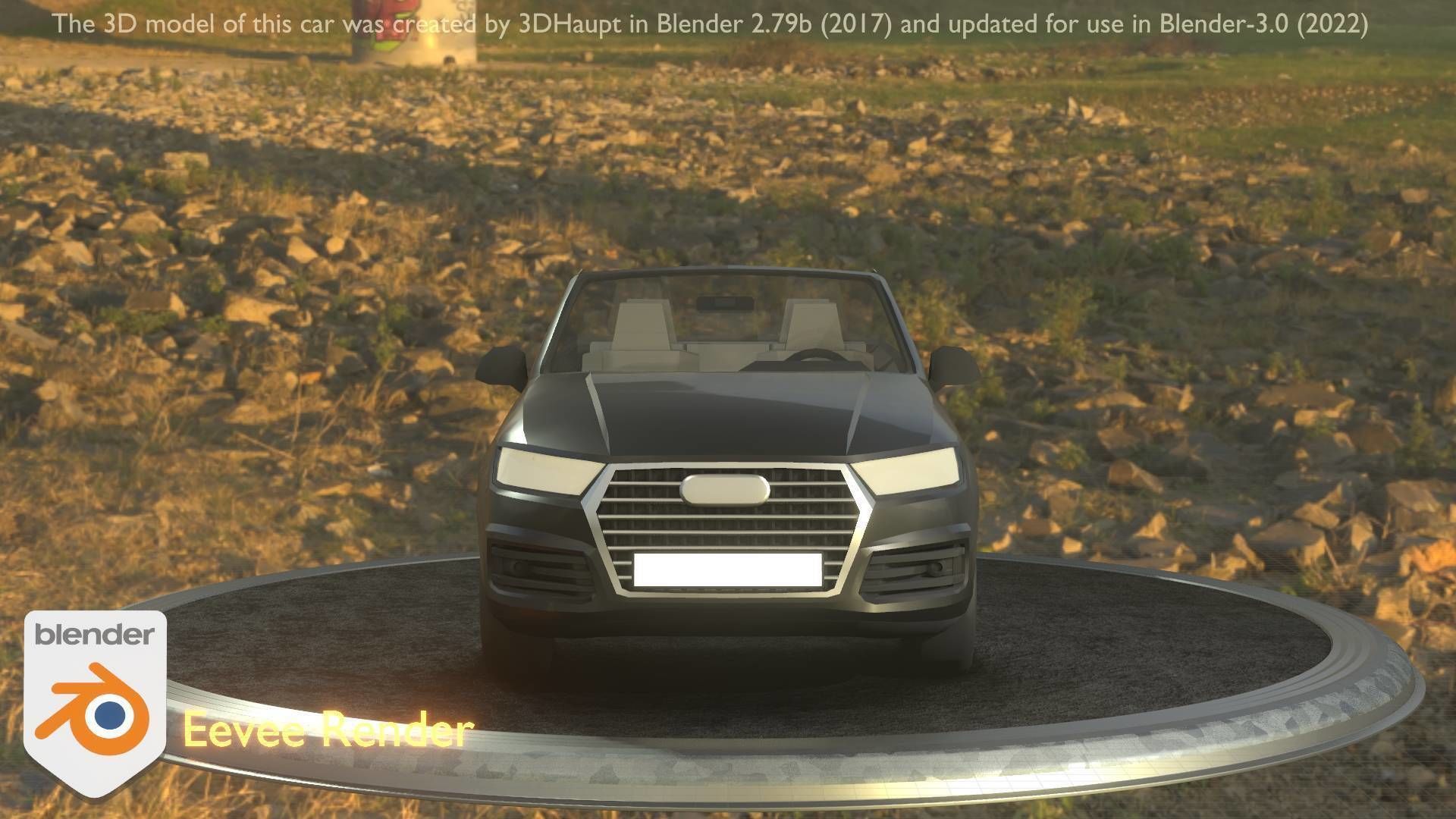 City Car 6 SUV Cabrio Open Type-B Black  Low-poly 3D model_90