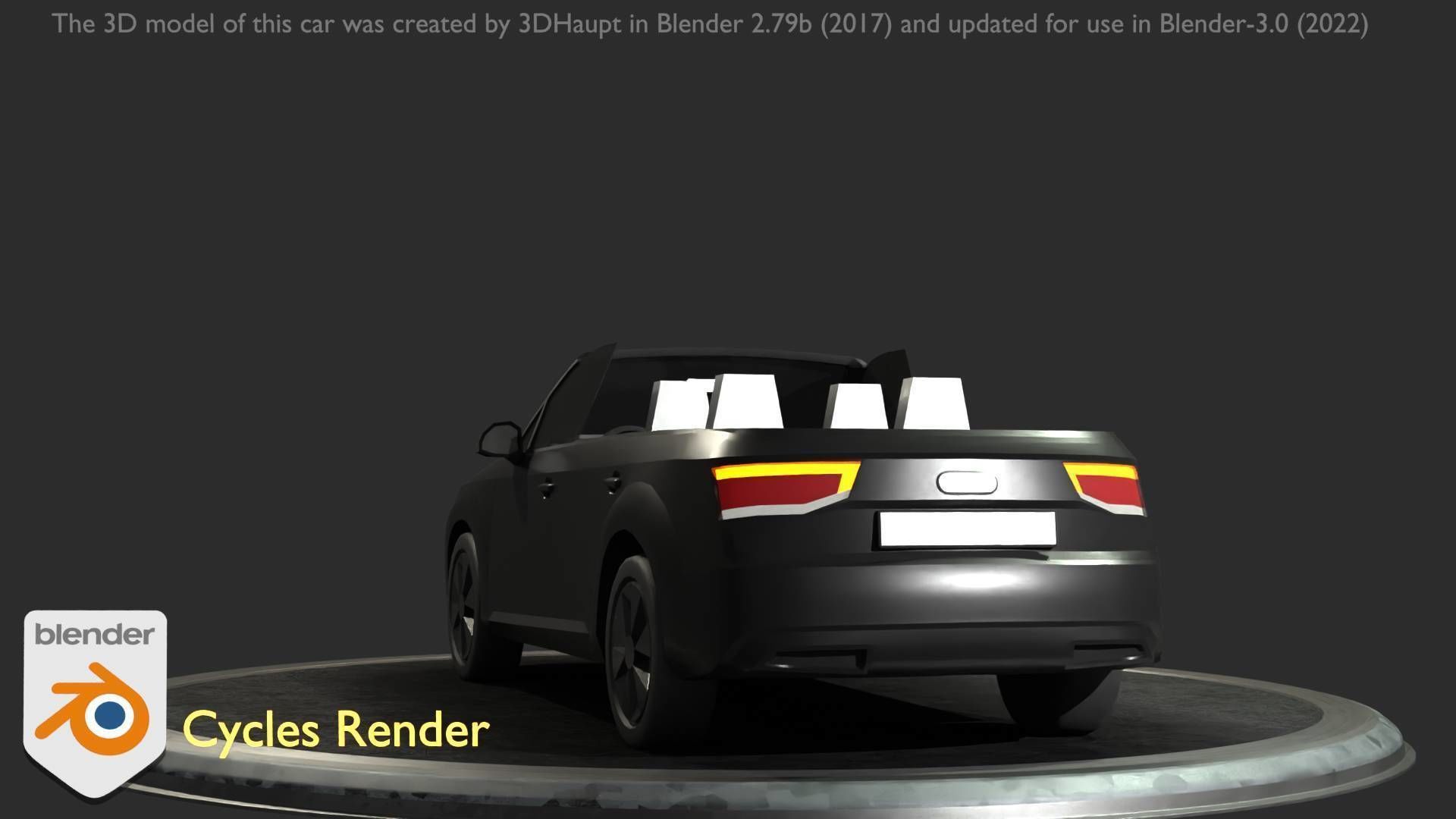 City Car 6 SUV Cabrio Open Type-B Black  Low-poly 3D model_81