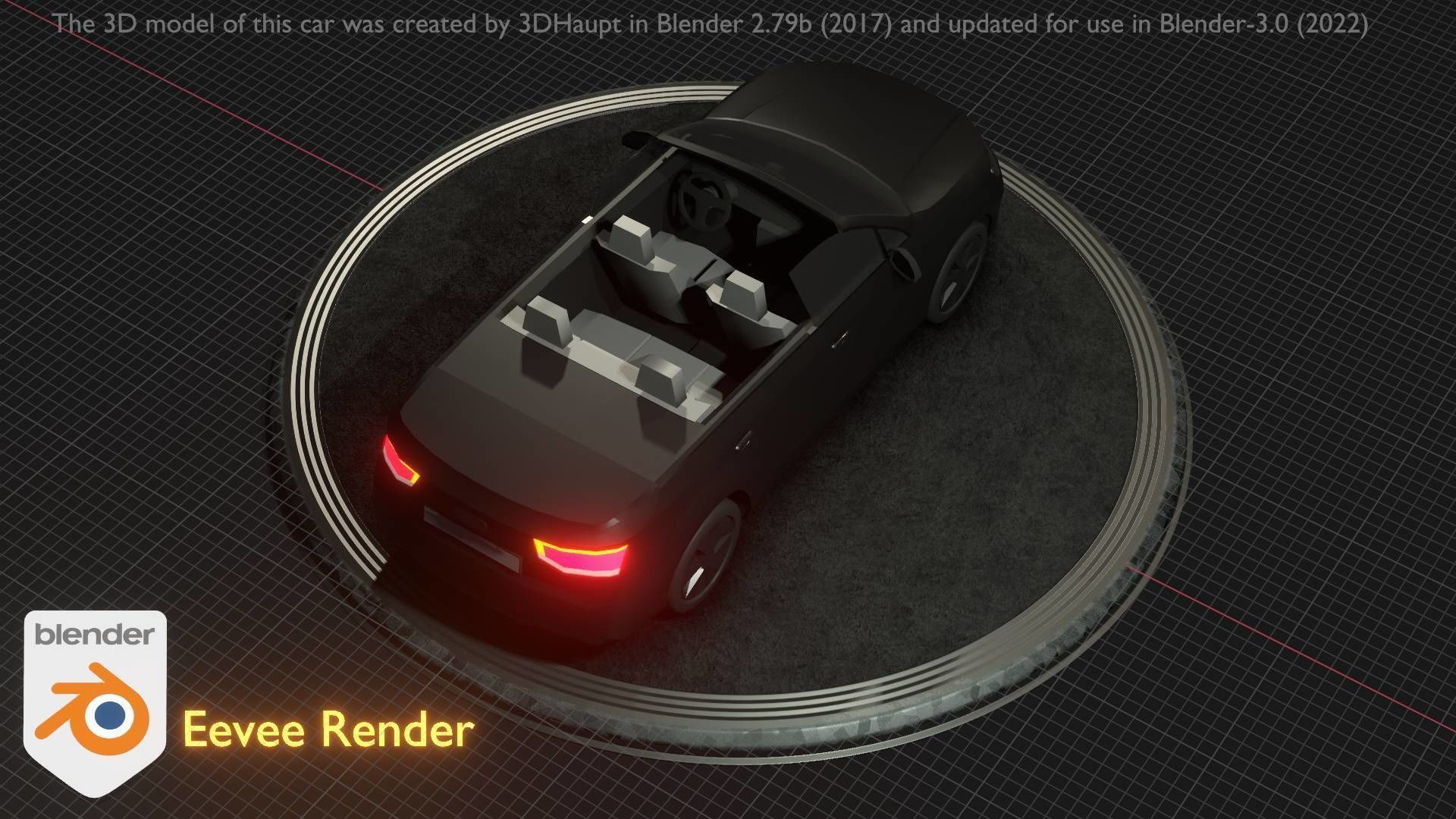 City Car 6 SUV Cabrio Open Type-B Black  Low-poly 3D model_19