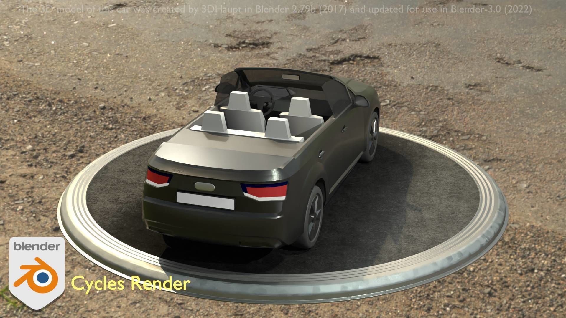 City Car 6 SUV Cabrio Open Type-B Black  Low-poly 3D model_98