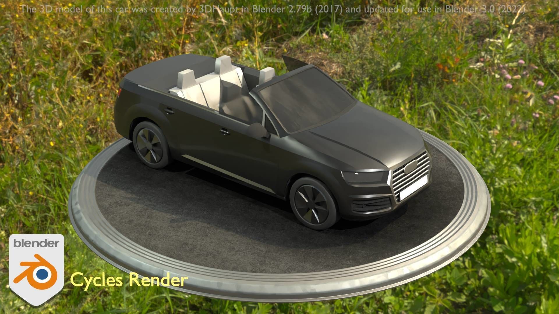 City Car 6 SUV Cabrio Open Type-B Black  Low-poly 3D model_56