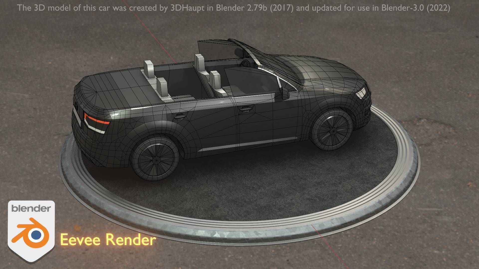 City Car 6 SUV Cabrio Open Type-B Black  Low-poly 3D model_38