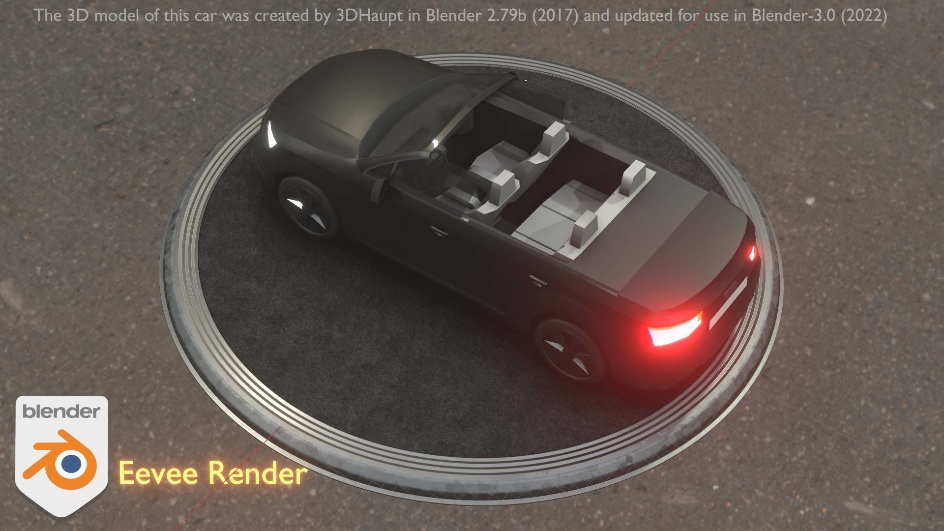 City Car 6 SUV Cabrio Open Type-B Black  Low-poly 3D model_15