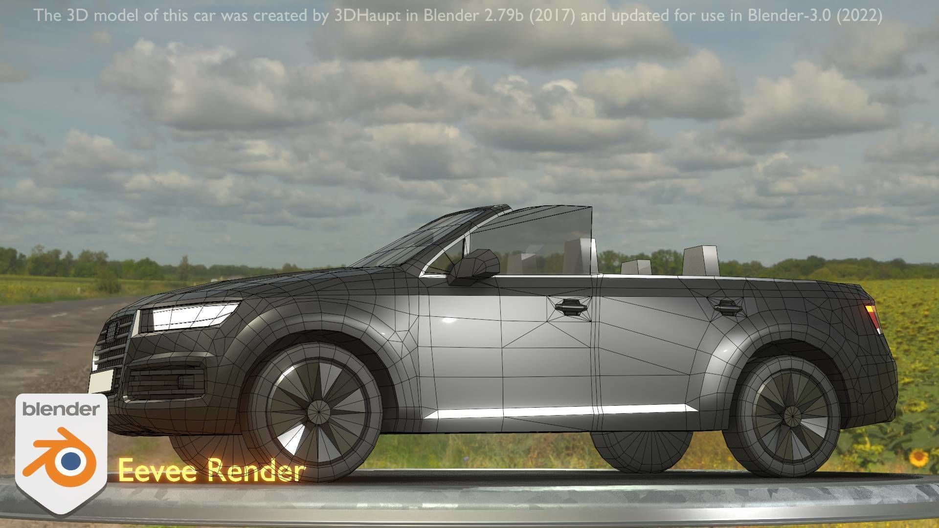 City Car 6 SUV Cabrio Open Type-B Black  Low-poly 3D model_34