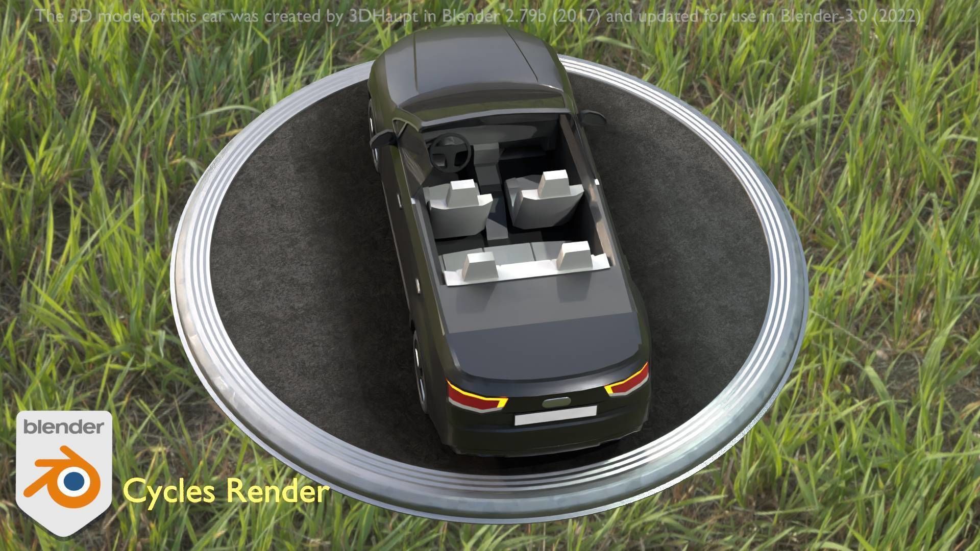 City Car 6 SUV Cabrio Open Type-B Black  Low-poly 3D model_66